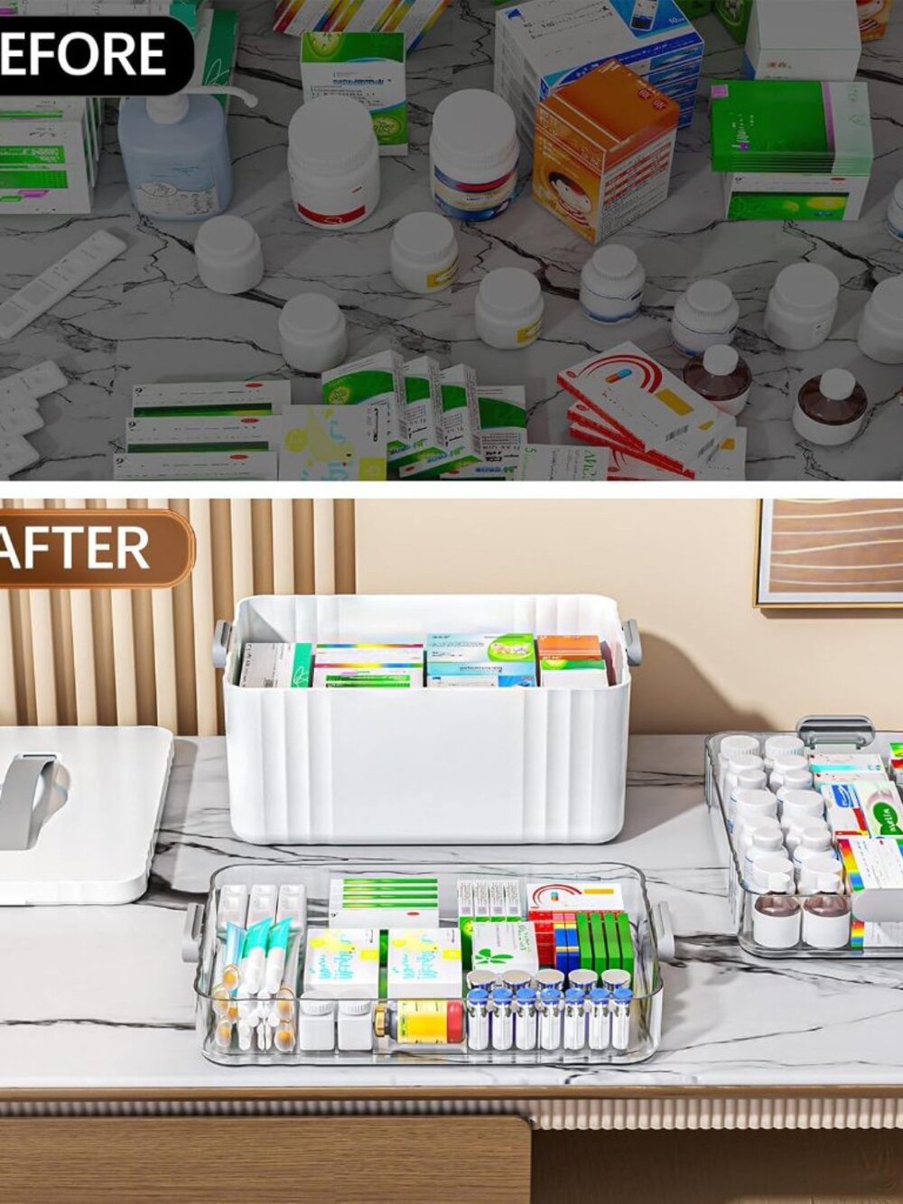 3-Tier Medicine Organizer - Portable Medicine Cabinet with Handle - Picture 4 of 7